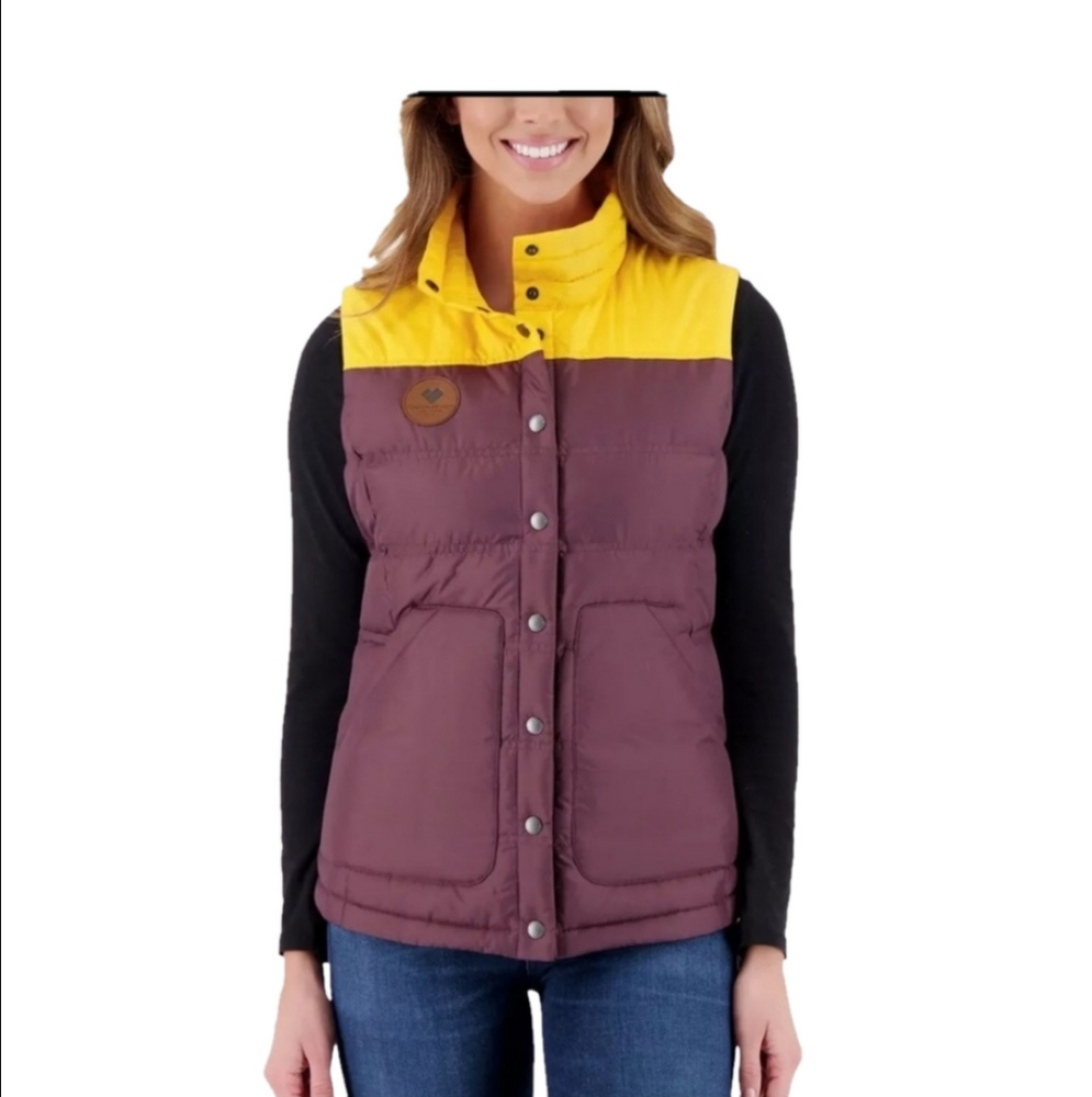 Obermeyer Vintage Mila Down Insulator Vest Ski Snow Vine Retro Panel Zip sz.S